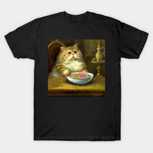 oil painting of Persian cat eating loops cereal T-Shirt